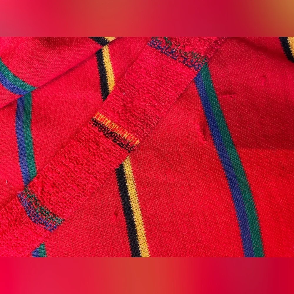 VTG red striped terry dress/robe/duster - Picture 4 of 7